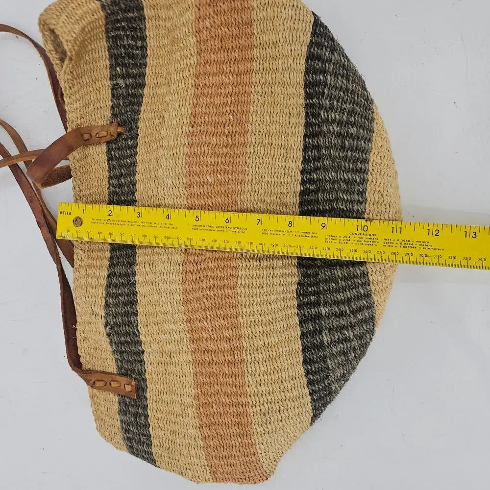 Vintage Large Handwoven Sisal Tote Kiondo Bag Eco-friendly Sustainable Boho